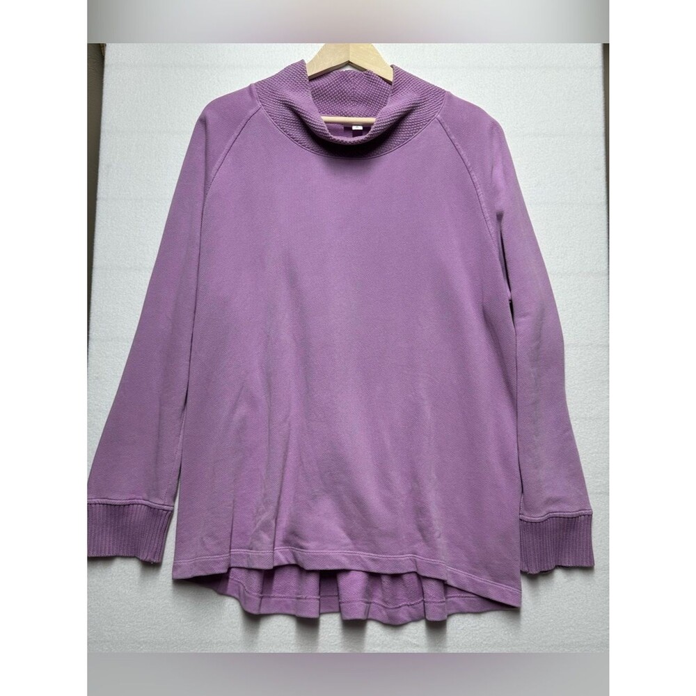 Pure Jill Women’s XL Tall 100% Cotton Purple Knit Sweater Textured Cowl Neck